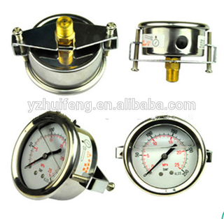 HF Stainless Steel Oil Filled Manometer Panel Mounting Hydraulic Pump Pressure Gauge