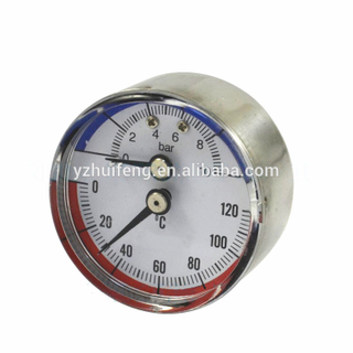 HF Plastic Window 0-120Celsius 0-10bar Back Connection Thermo-Manometer Temperature Pressure Gauge