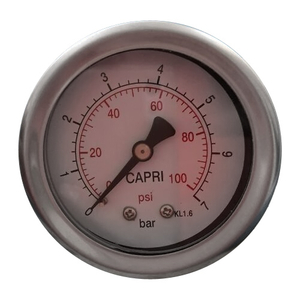 HF 50mm stainless steel crimped bezel ring liquid filled pressure gauge