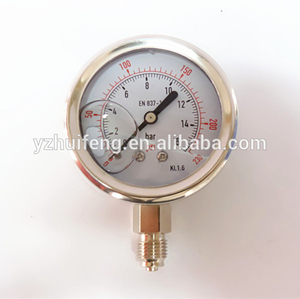 HF Precise Full Stainless Steel 0-230psi/15bar Glycerine Filled Pressure Gauge EN837-1 Manometer