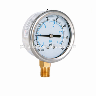 HF Liquid Filled Air -30-60psi/bar Pressure Bourdon Tube Vacuum Meter Manometer